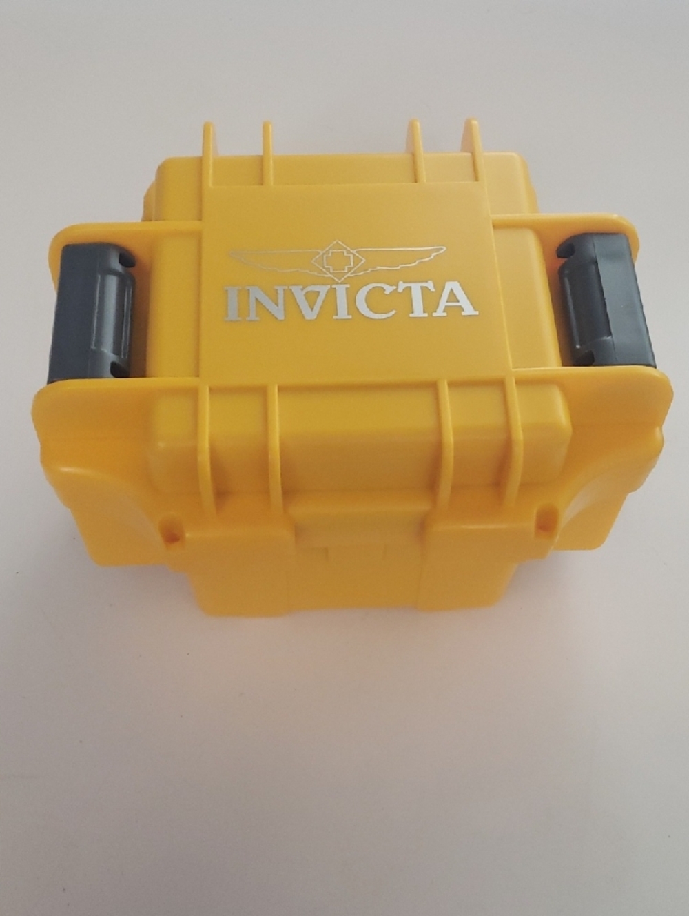 Like new "Invicta" Yellow Protective Watch Case with Dark Gray Latches, no watch